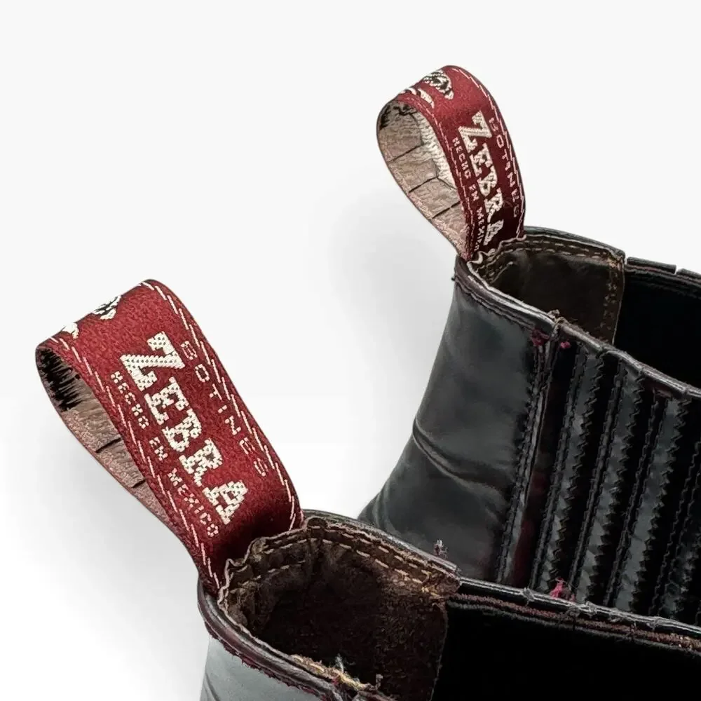 Botines Zebra Mens 9 Burgundy Oxblood Leather Western Chelsea Boots Mexico 28